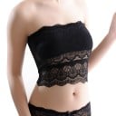 Bralette sans bretelles pour femmes en noir Taille unique pour tour de poitrine de 56 à 90 cm En nylon et dentelle 5