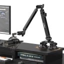 Bras de microphone avec base à ventouse trois articulations 360 degrés réduction 3/8 à 5/8 pouces et supports de câble noirs pour streaming 1