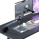 Bras de microphone avec base à ventouse trois articulations 360 degrés réduction 3/8 à 5/8 pouces et supports de câble noirs pour streaming 2