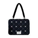Brašna na notebook přes rameno prošívaná s mašličkami a zipem 39 x 29 cm textilní dívčí taška pro notebooky 15 palců do školy i práce 2