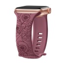 Brățară gravată cu flori de 42 mm pentru Apple Watch Series 10 Brățară din silicon decorată cu flori de soare Stil romantic francez 6