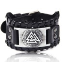 Bredt läderarmband för män H207 6