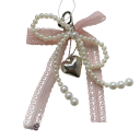 Breloc în formă de inimă 17 x 12 cm Imitatie de perle Aliaj de metal Fundiță din perle cu dantelă Pendent elegant pentru geantă 3