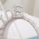 Bride Hoofdband met Parels en Steentjes 19 cm Hoofdband met Opdruk voor de Toekomstige Bruid Vrijgezellenfeest 3