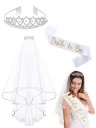 Bride To Be szett fátyol 60 cm + sál 158 x 9,5 cm + köves fejpánt Esküvői szett a lánybúcsúra 6