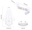 Bride To Be szett fátyol 60 cm + sál 158 x 9,5 cm + köves fejpánt Esküvői szett a lánybúcsúra 4