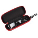 Brillenetui 16,2 x 6,6 x 4,2 cm Reißverschlussetui aus Jeansstoff mit Karabiner Schützendes Hartschalenetui für Sonnenbrillen und Lesebrillen 4