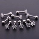 Brinco de mulher em forma de estrela com zircão Pedra transparente brilhante Haste com bolinha de rosca Metal de bijuteria 1 unid. 15
