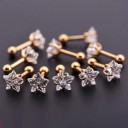 Brinco de mulher em forma de estrela com zircão Pedra transparente brilhante Haste com bolinha de rosca Metal de bijuteria 1 unid. 18