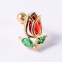 Brinco de mulher tipo pérola com cristais e zircões Decoração em forma de coração, tulipa ou leque Haste com bolinha aparafusada Metal bijutaria 11