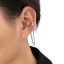 Brinco duplo com corrente para cartilagem estilo punk moderno para mulheres Visual hip-hop Joias tendência para festa Natal casamento 3