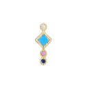 Brinco pequeno feminino pérola com zircónias brilhantes Para o lóbulo e cartilagem Forma decorativa delicada Metal de bijuteria Cor dourada 1 un. 44