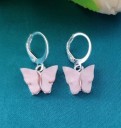 Brincos circulares femininos com borboleta C1093 23