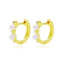 Brincos circulares femininos com pedras R25 1