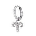 Brincos circulares femininos com pendente do signo do zodíaco Adornado com pedras brilhantes Pequeno anel para a orelha Metal de bijuteria 6