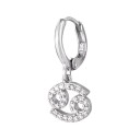 Brincos circulares femininos com pendente do signo do zodíaco Adornado com pedras brilhantes Pequeno anel para a orelha Metal de bijuteria 7