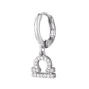 Brincos circulares femininos com pendente do signo do zodíaco Adornado com pedras brilhantes Pequeno anel para a orelha Metal de bijuteria 10