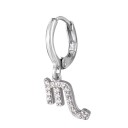 Brincos circulares femininos com pendente do signo do zodíaco Adornado com pedras brilhantes Pequeno anel para a orelha Metal de bijuteria 13