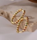 Brincos circulares femininos com zircónias coloridas 3