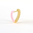 Brincos de argola femininos com zircónias Metade colorida e brilhante Tom dourado do metal Forma pontiaguda da argola Metal de bijuteria 4