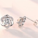 Brincos de botão femininos flor 3