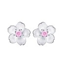 Brincos de botão para senhora flor G143 1