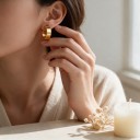 Brincos de clip sem perfuração 2 pcs Anéis redondos 14 mm Aço inoxidável Cor dourada Brincos unissexo para mulheres e homens 6