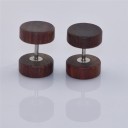 Brincos de madeira para homem em forma de haltere J2104 4