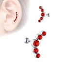 Brincos de mulher tipo pérola com arco de cinco pedras Brinco pequeno em estilo de piercing com haste e fecho esférico Zircões Metal de bijuteria 13