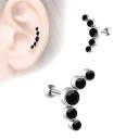 Brincos de mulher tipo pérola com arco de cinco pedras Brinco pequeno em estilo de piercing com haste e fecho esférico Zircões Metal de bijuteria 17