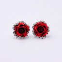 Brincos de pressão femininos rosa C1092 2