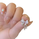 Brincos de zircão em forma de laço Y2K para mulheres Liga de zinco Joias de moda para meninas festa, casamento, aniversários, dia a dia 4