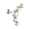 Brincos femininos contornantes com cinco zircónias em arco Pedras redondas em aros metálicos Vara reta com bola Metal de bijuteria 6