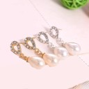 Brincos pendentes femininos com pérola G1057 1