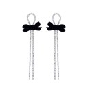 Brincos pendentes femininos com zircónias e laço 1