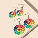 Brincos pendentes femininos flores 2 pares 1