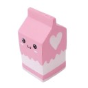 Brinquedo antistress de espremer em forma de caixa de leite com um rosto adorável Squishy de PU macio Rosa com padrão branco e coração 1