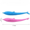 Brinquedo de silicone para gatos 17,4 x 2,7 cm Forma de peixe com saliências de massagem Brinquedo interativo para roer 4