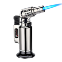 Briquet à jet en métal rechargeable au butane Résistant au vent Flamme réglable Réservoir de carburant visible 2