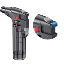 Briquet à jet rechargeable à gaz butane Résistant au vent Flamme réglable Réservoir de carburant visible Système de sécurité enfant 2