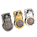 Briquet en métal à double flamme Briquet à butane résistant au vent Valve transparente Briquet à double jet rechargeable 4