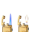 Briquet en métal à double flamme Briquet à butane résistant au vent Valve transparente Briquet à double jet rechargeable 6