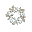 Broche à la mode 3,6 x 3,6 cm Forme en anneau Papillon et feuilles Accessoire moderne discret avec strass Alliage de zinc 4