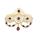 Broche avec pendentif en cristal et pierres environ 6,5 × 7,5 cm épingle décorative avec chaînes et éléments décoratifs accessoire 5