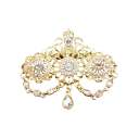 Broche con colgante de cristal y piedras aproximadamente 6,5 × 7,5 cm alfiler decorativo con cadenas y elementos decorativos complemento 1
