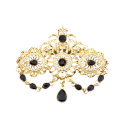 Broche con colgante de cristal y piedras aproximadamente 6,5 × 7,5 cm alfiler decorativo con cadenas y elementos decorativos complemento 7