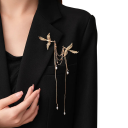 Broche de bureau 18,4 x 14,3 cm Phénix ardent 2 en 1 Métal cuivre Accessoire vestimentaire élégant avec de délicates franges longues 4