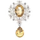 Broche de cristal da moda 4,5 x 2,5 cm Acessório elegante em liga de zinco com acrílico Pedrinhas multicoloridas Broche para casaco, vestido e blazer 23