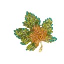Broche de cristal de lujo en forma de hoja de arce con superficie rugosa y brillante y piedras de colores 8