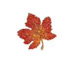 Broche de cristal de lujo en forma de hoja de arce con superficie rugosa y brillante y piedras de colores 4